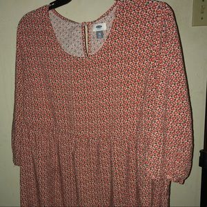 Red Patterned Pedant Dress